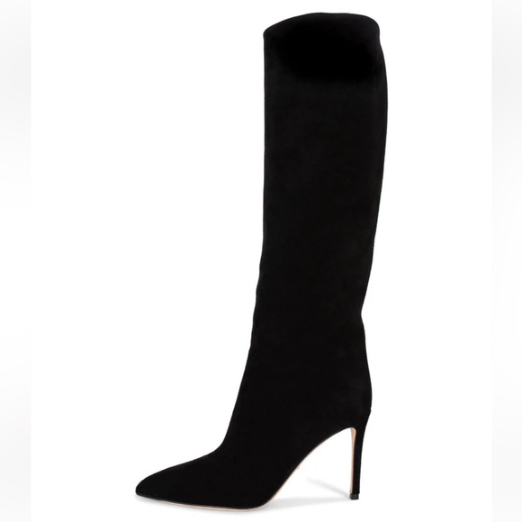 Gucci Black Suede Knee High Pointed Toe 4 inch Heel Boots Size 39.5 (US 8.5-9.5) - Picture 1 of 9